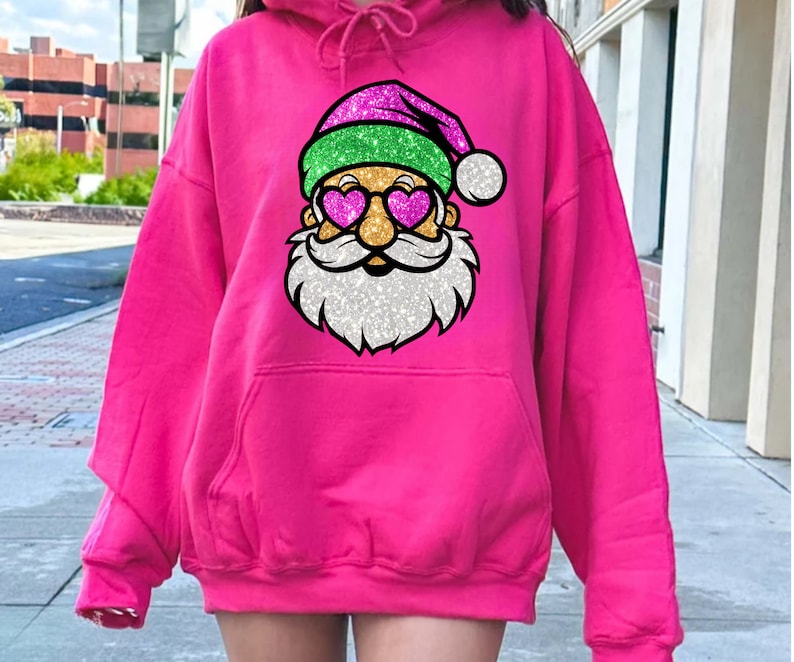 Santa with Sunglasses Cheerful Cute Hoodie