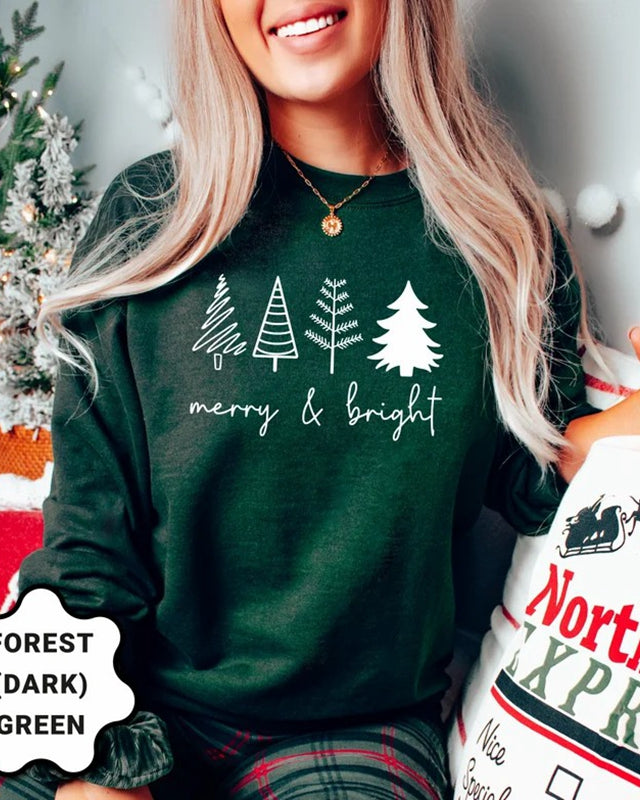 Merry & Bright Christmas Trees Sweatshirt