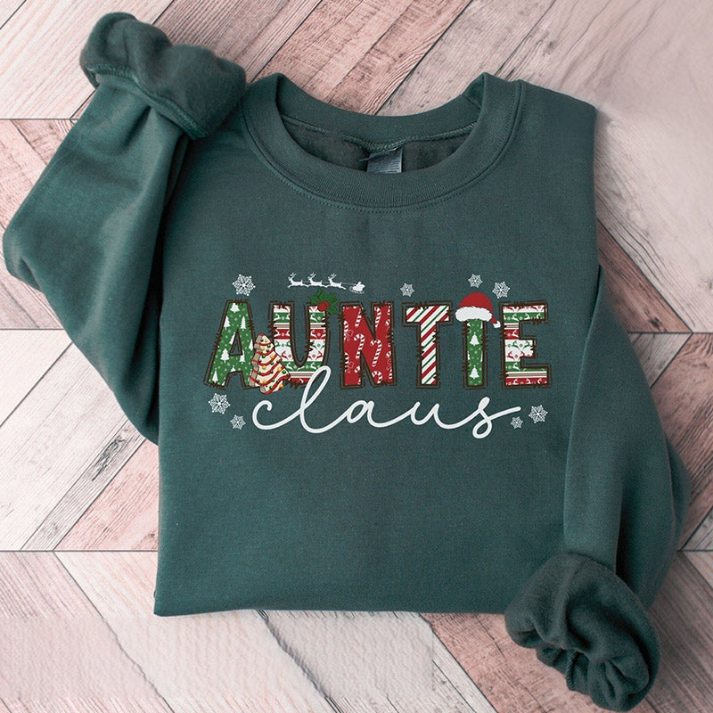 Christmas Auntie Letter Print Sweatshirt